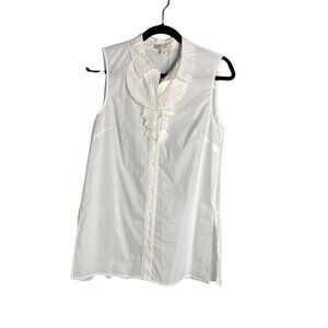 NWT‎ Anthro See U Soon Sleeveless Button Up Jabot Cascade Collar Blouse